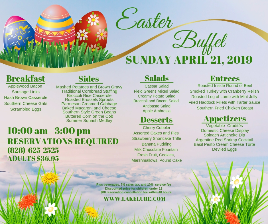 Easter Buffet web page 2019 | The 1927 Lake Lure Inn & Spa